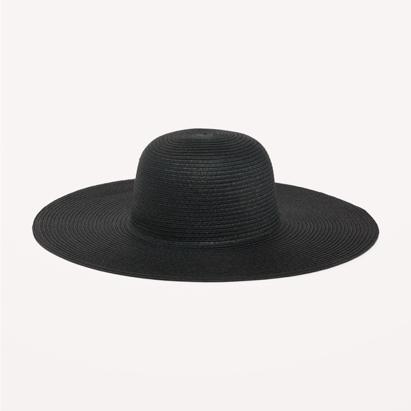Old Navy Accessories - 🆕 Old Navy Women’s Wide-Brim Straw Sun Hat Black S/M Floppy Beach Black